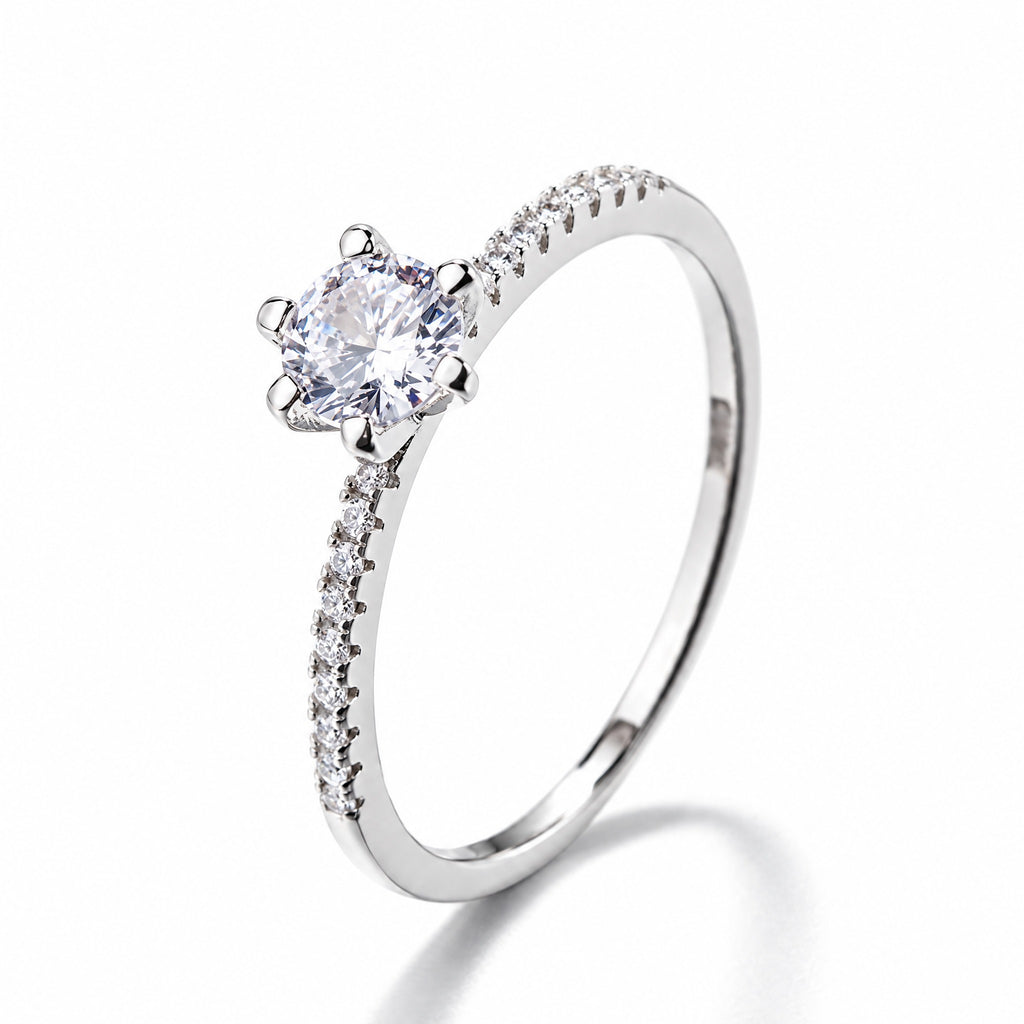 Anillo Solitario Circón Plata 925