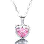 Collar Con Colgante Plata 925 Corazón Circones Elegante