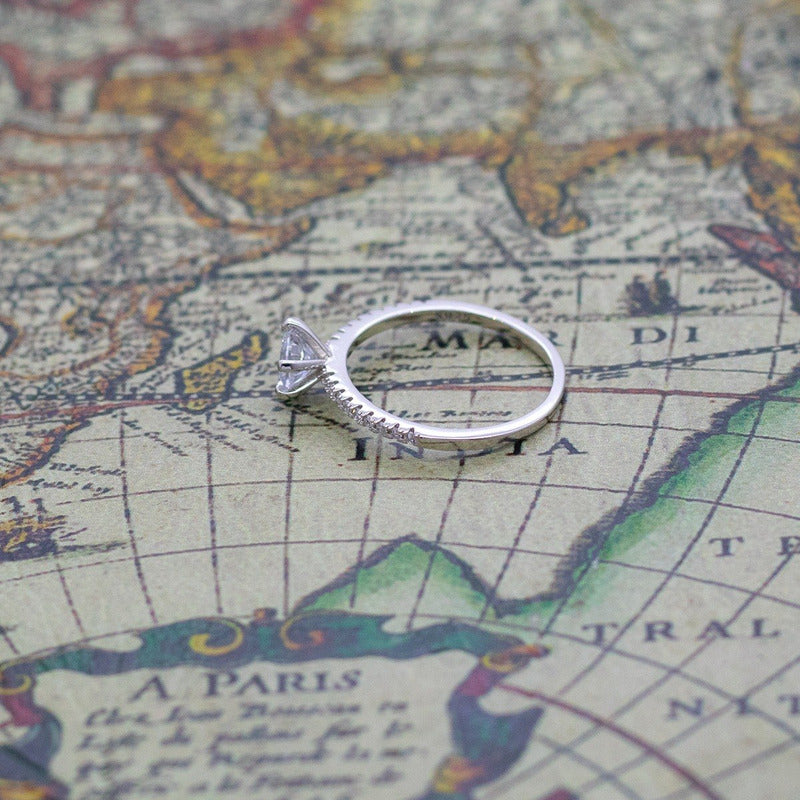 Anillo Plata 925 Solitario Circón Elegante Compromiso