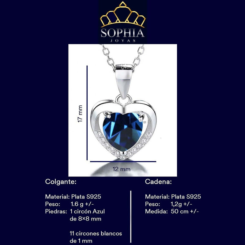 Collar Con Colgante Plata 925 Corazón Circones Elegante