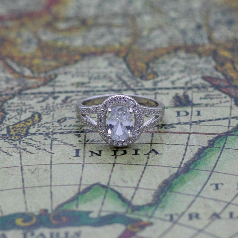 Anillo Plata 925  Solitario Elegante Circones Compromiso