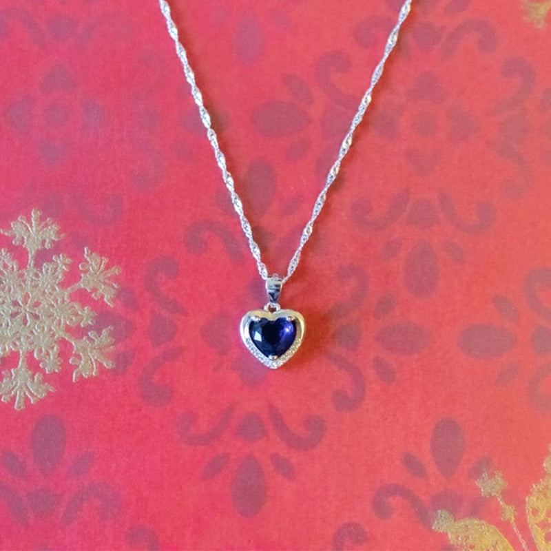 Collar Con Colgante Plata 925 Corazón Circones Elegante