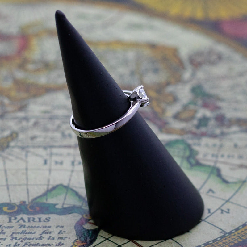 Joya Anillo Plata 925 Solitario Elegante Circón Compromiso