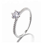 Anillo Plata 925 Solitario Circón Elegante Compromiso