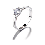 Joya Anillo Plata 925 Solitario Elegante Circón Compromiso
