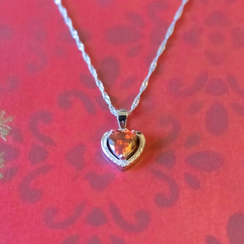 Collar Con Colgante Plata 925 Corazón Circones Elegante