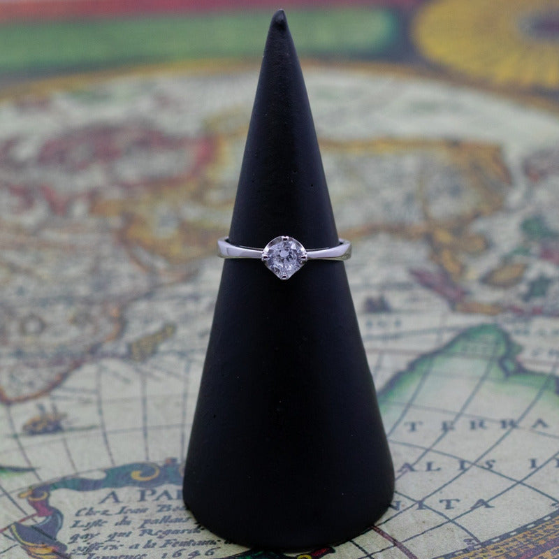 Joya Anillo Plata 925 Solitario Elegante Circón Compromiso
