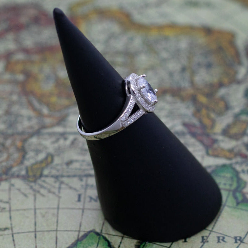 Anillo Plata 925  Solitario Elegante Circones Compromiso