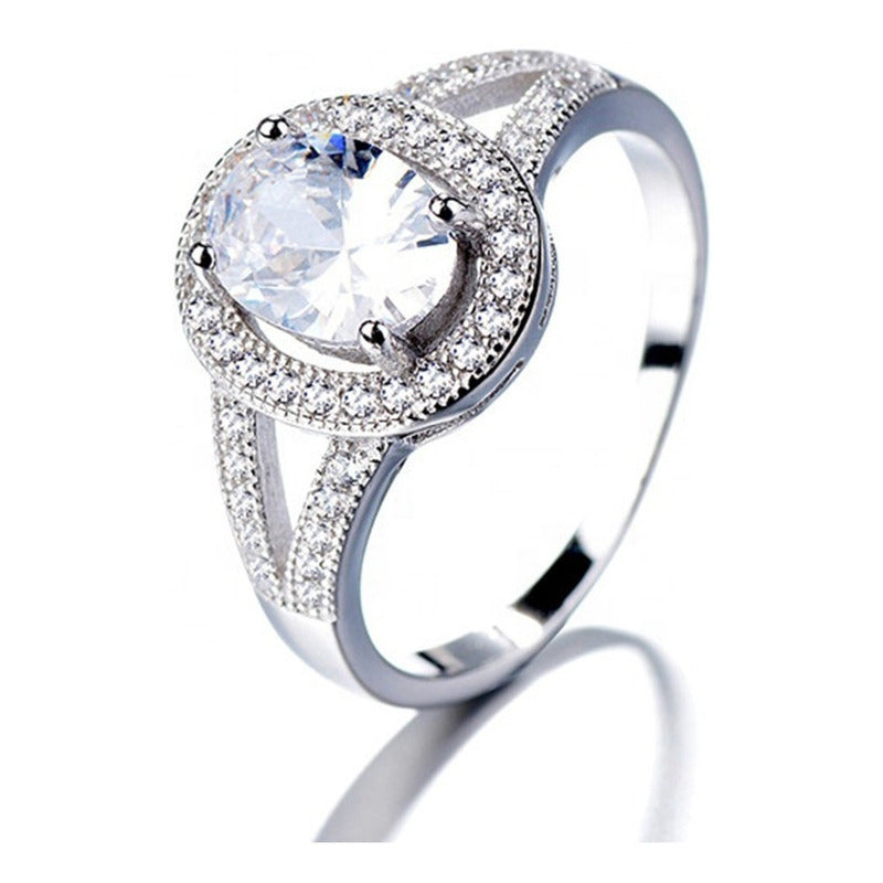 Anillo Plata 925  Solitario Elegante Circones Compromiso
