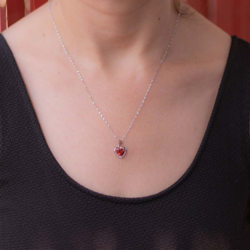 Collar Con Colgante Plata 925 Corazón Circones Elegante