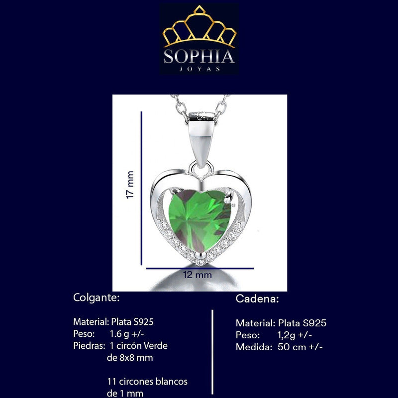 Collar Con Colgante Plata 925 Corazón Circones Elegante