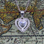 Collar Con Colgante Plata 925 Corazón Circones Elegante