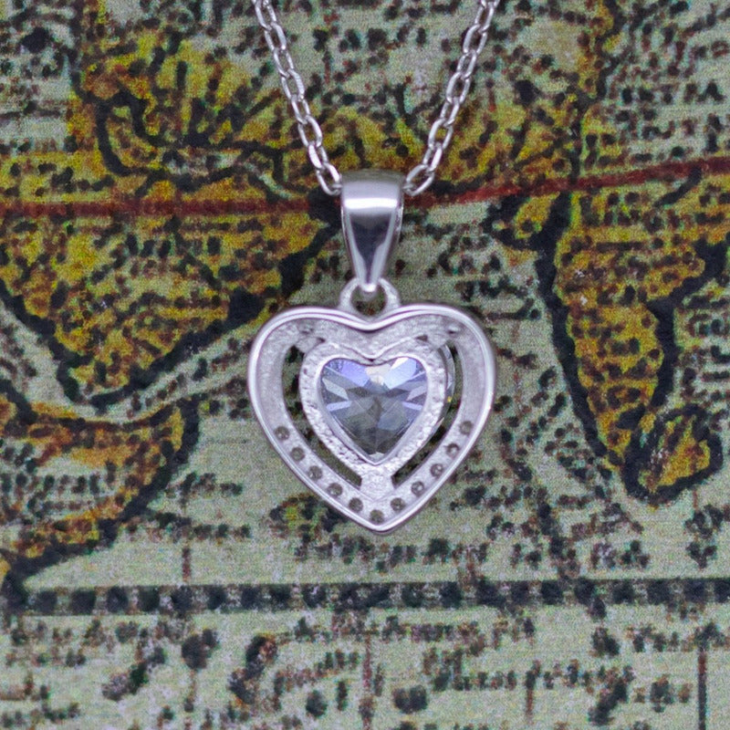 Collar Con Colgante Plata 925 Corazón Circones Elegante