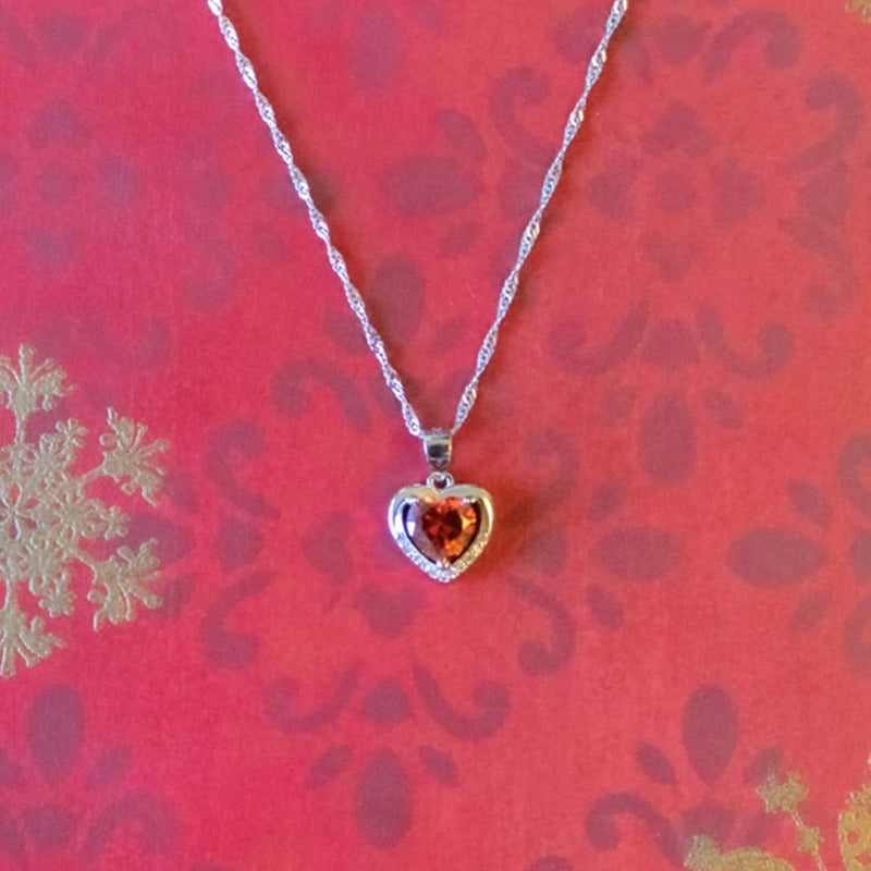 Collar Con Colgante Plata 925 Corazón Circones Elegante