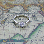 Joya Anillo Plata 925 Solitario Elegante Circón Compromiso