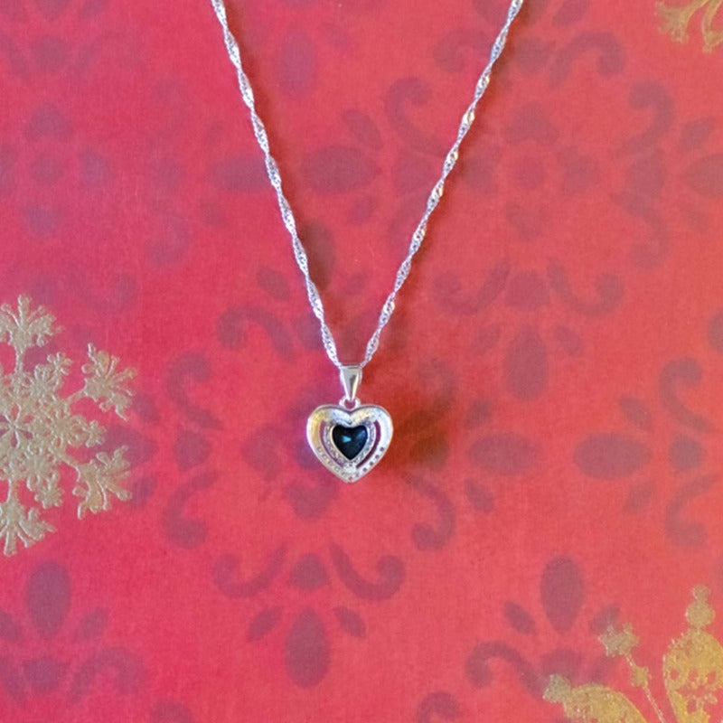 Collar Con Colgante Plata 925 Corazón Circones Elegante