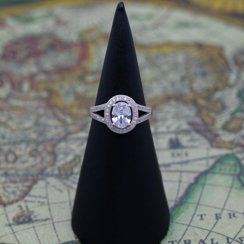 Anillo Plata 925  Solitario Elegante Circones Compromiso