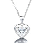 Collar Con Colgante Plata 925 Corazón Circones Elegante