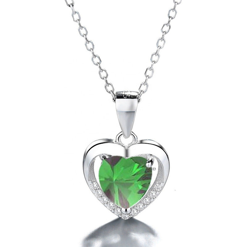 Collar Con Colgante Plata 925 Corazón Circones Elegante