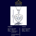 Collar Con Colgante Plata 925 Corazón Circones Elegante