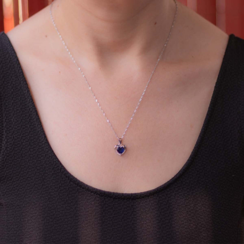 Collar Con Colgante Plata 925 Corazón Circones Elegante