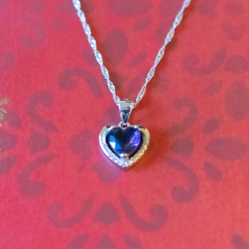 Collar Con Colgante Plata 925 Corazón Circones Elegante