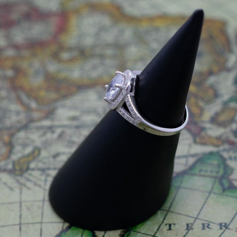 Anillo Plata 925  Solitario Elegante Circones Compromiso