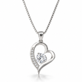 Collar Alia de plata 925 con colgante corazon y circon central