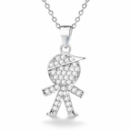 Collar Astryne de plata 925: colgante infantil con circones, fotografía de estudio