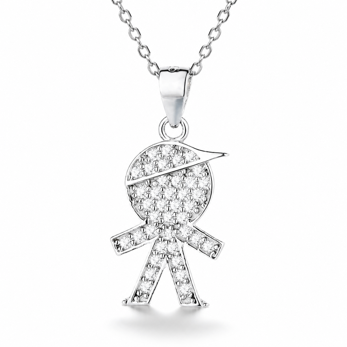 Collar Astryne de plata 925: colgante infantil con circones, fotografía de estudio