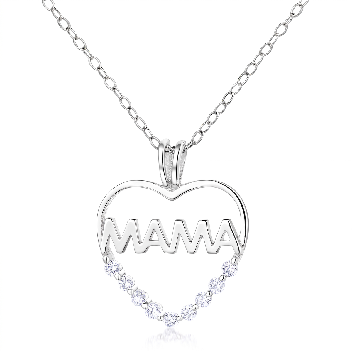 Collar Coralys de plata 925 con colgante corazon MAMA y circones