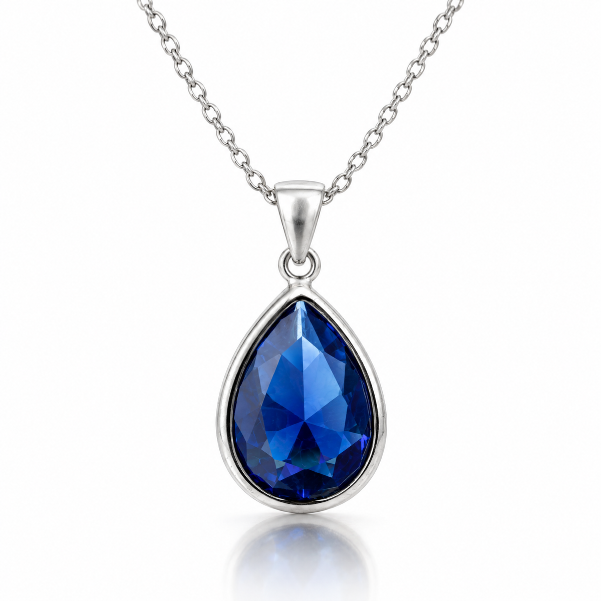 Collar Enara de plata 925 con circon gota azul