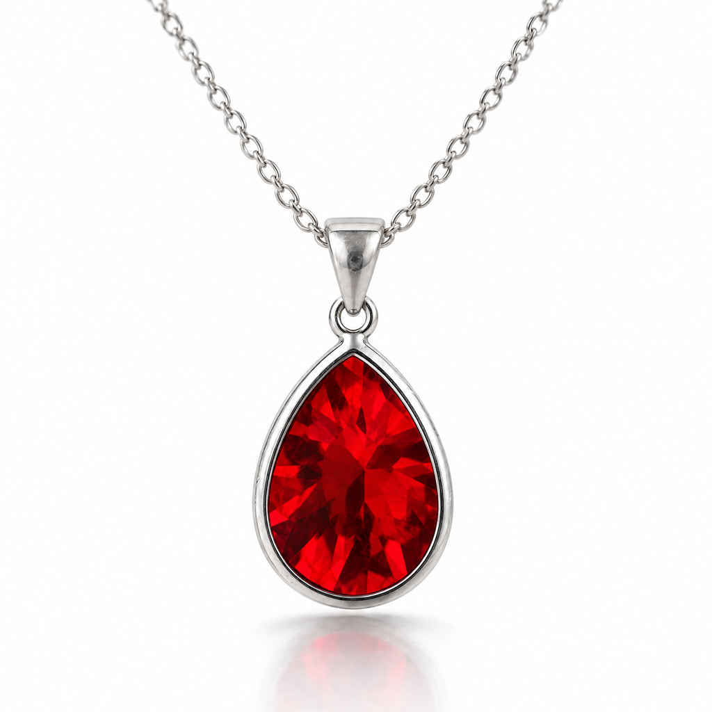 Collar Enara de plata 925 con circon gota rojo