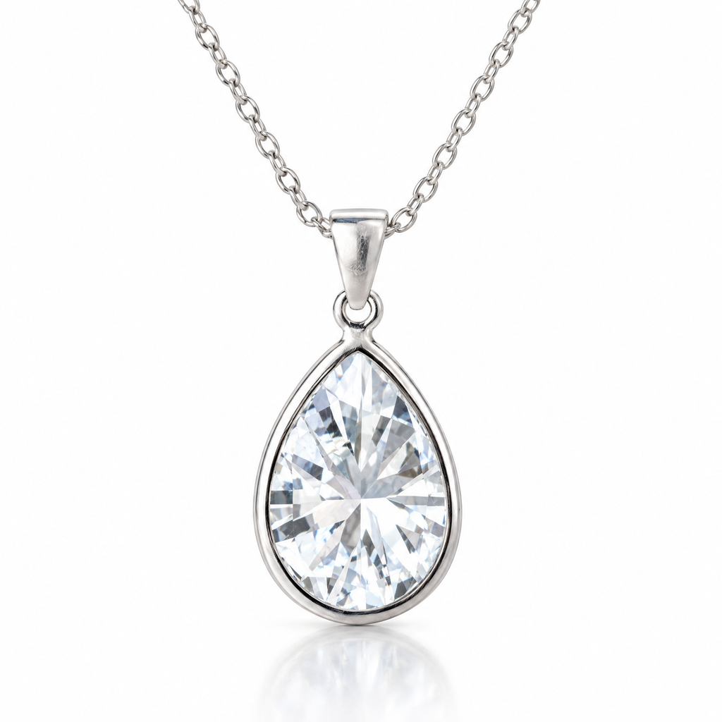 Collar Enara de plata 925 con circon gota blanco