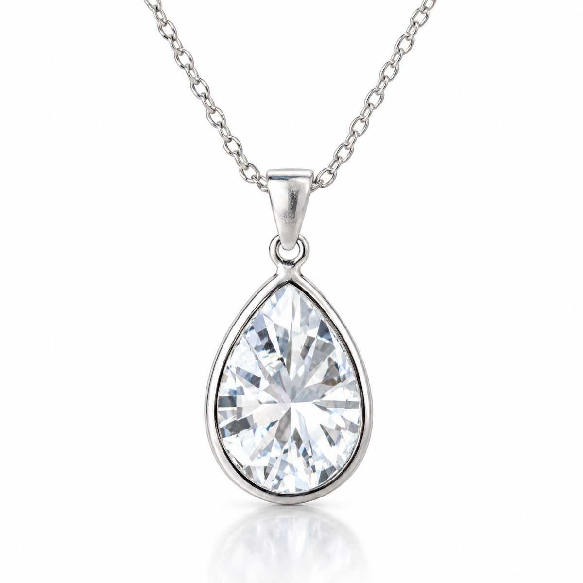 Collar Enara de plata 925 con circon gota blanco
