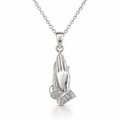 Collar Erya de plata 925 con colgante de manos en oracion y circones