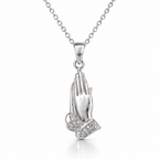 Collar Erya de plata 925 con colgante de manos en oracion y circones