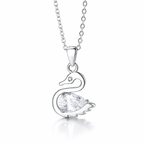 Collar Eryvolis de plata 925: cisne con circón lágrima, fotografía de estudio