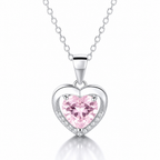 Collar Isora de plata 925 con colgante de corazón y circón rosa claro