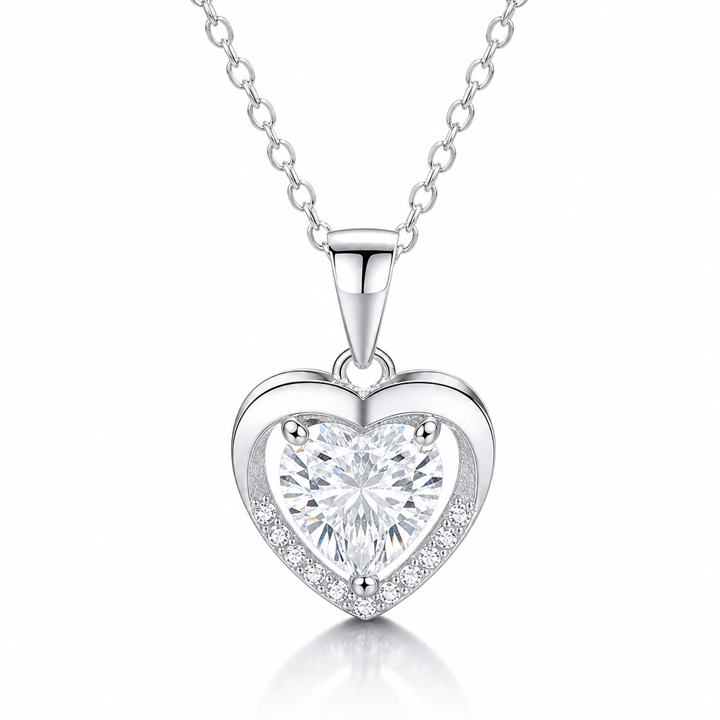 Collar Isora de plata 925 con colgante de corazón y circón blanco