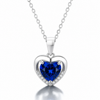 Collar Isora de plata 925 con colgante de corazón y circón azul zafiro