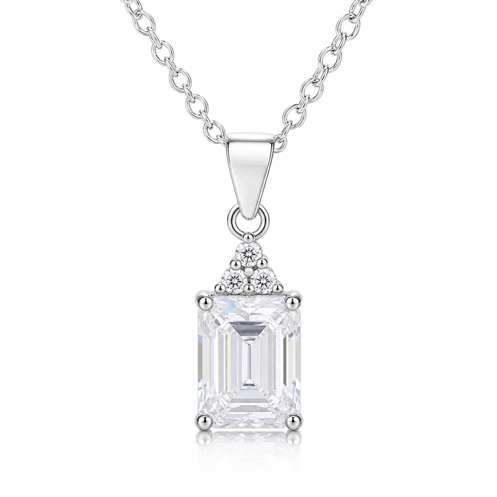 Collar Velora de plata 925 con colgante rectangular y circón blanco