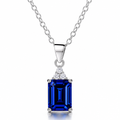 Collar Velora de plata 925 con colgante rectangular y circón azul zafiro