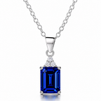 Collar Velora de plata 925 con colgante rectangular y circón azul zafiro