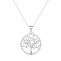 Collar Solarae de plata 925 con colgante Árbol de la Vida y circones blancos