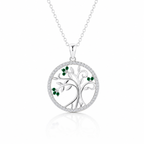 Collar Solarae de plata 925 con Árbol de la Vida y circones verdes