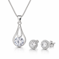 Conjunto Seraph plata 925: collar gota y aros con circón