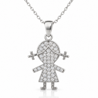 Collar Marielis de plata 925 con colgante de nina y circones
