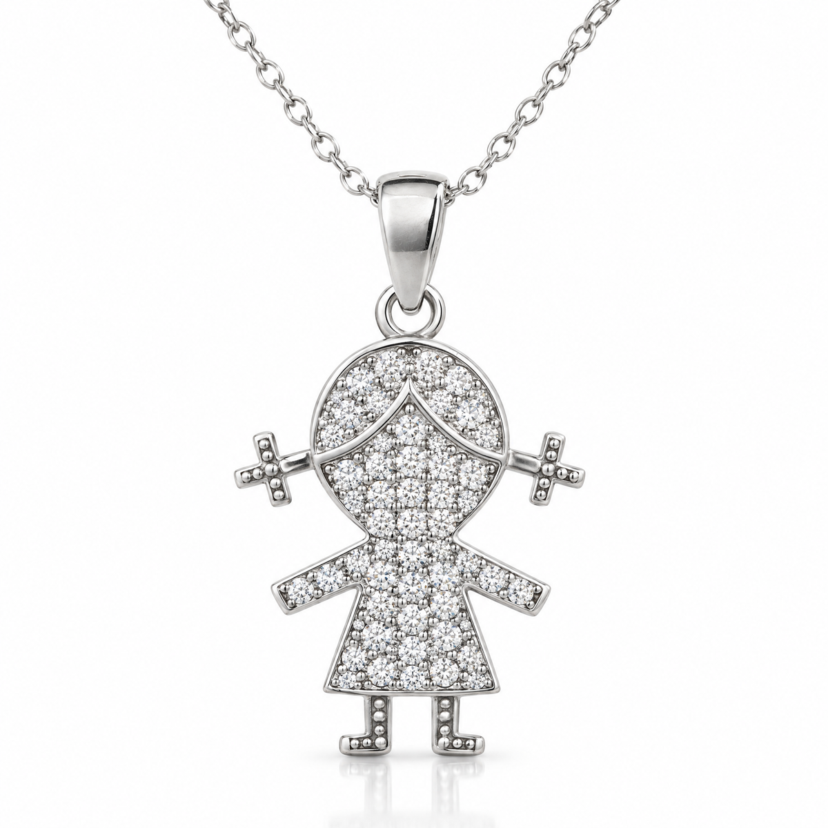 Collar Marielis de plata 925 con colgante de nina y circones