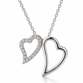 Collar Nyssarel de plata 925 con doble corazon entrelazado y circones